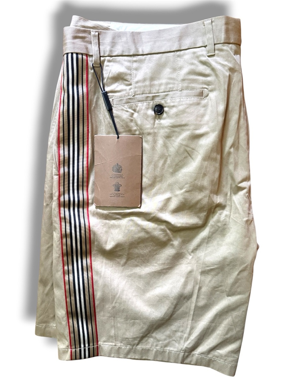 Burberry Beige Chino Shorts with Signature Stripe. XXL. Brand New with Tags.
